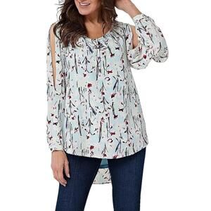 Haute Hippie Tribe Printed Long Sleeve Top Blue Floral - Regular